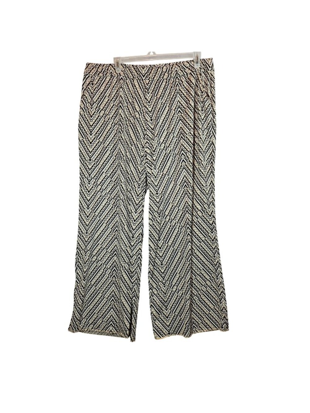 Lane Bryant 22/24  Print Wide-Leg Pants Elastic Waist Black White Career date